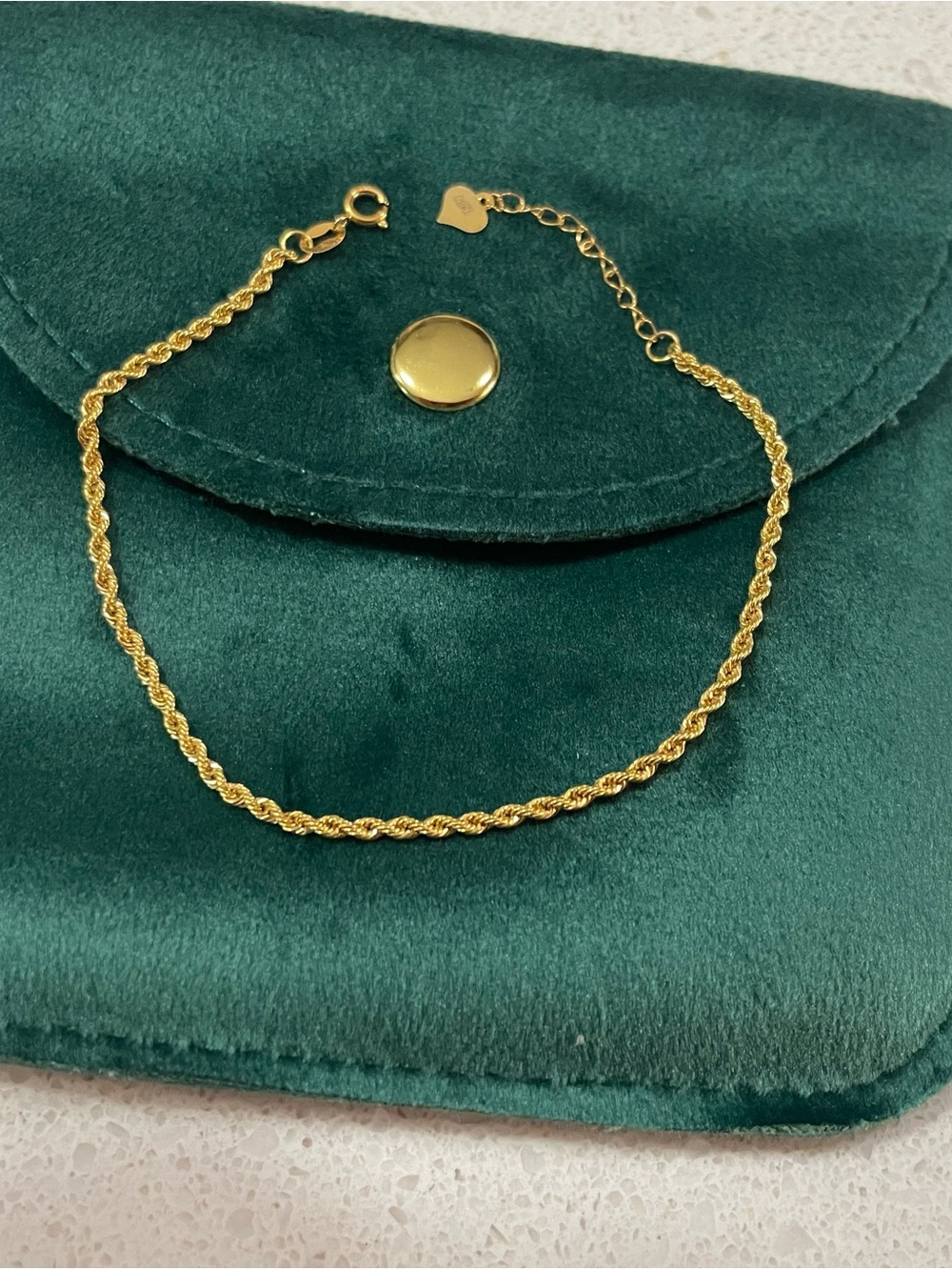 Dainty 18K Gold Bracelet •  AU750 Real Gold Everyday Bracelet - Rope Chain
